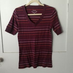 Sonoma Striped V Neck Top